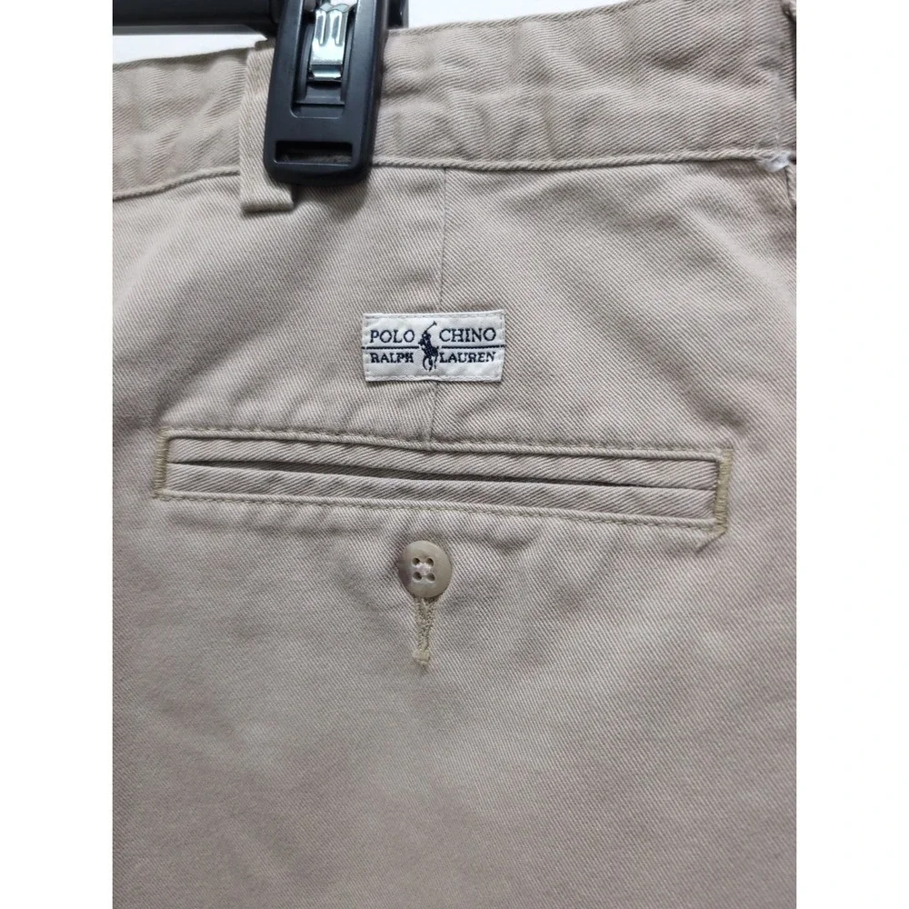 Vintage 90s Polo Ralph Lauren Andrew Pleated Chino Shorts 40 Khaki Tan Mens Y2K